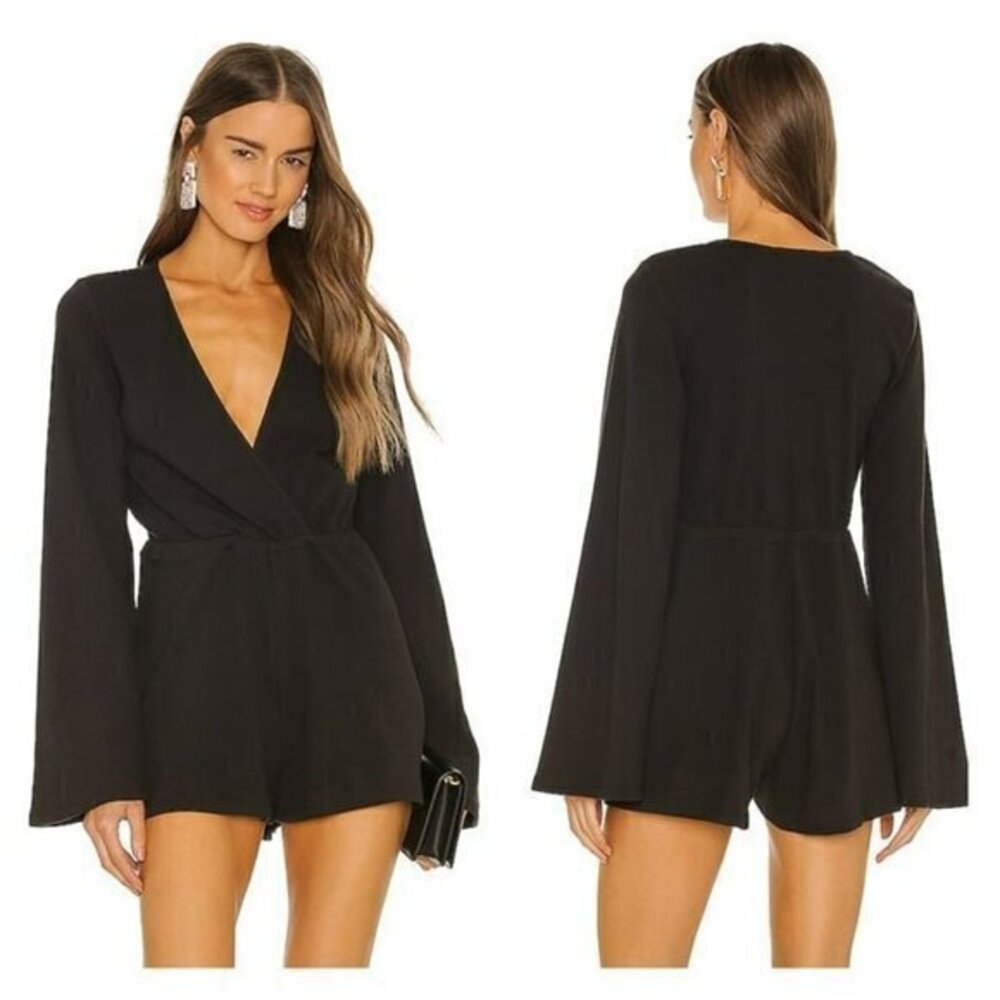 Michael Costello xREVOLVE Long Sleeve Romper - Black